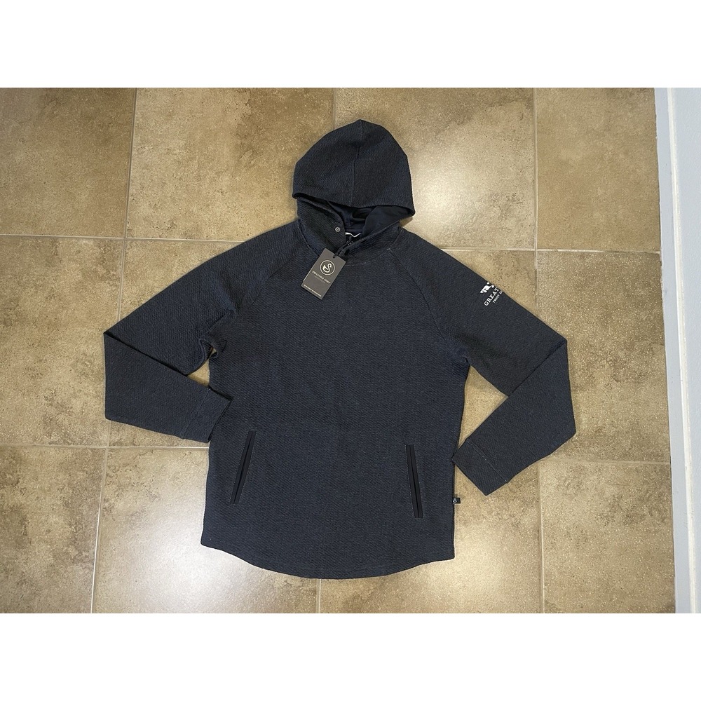 NWT Swannies Hoodie Mens Sz L Black Golf Stretch Camden Pocket Wicking Logo